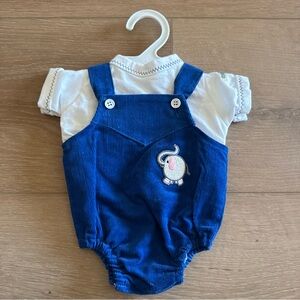 VTG Cabbage Patch Kids Doll Blue Corduroy Elephant Overalls Shirt Outfit Clothes
